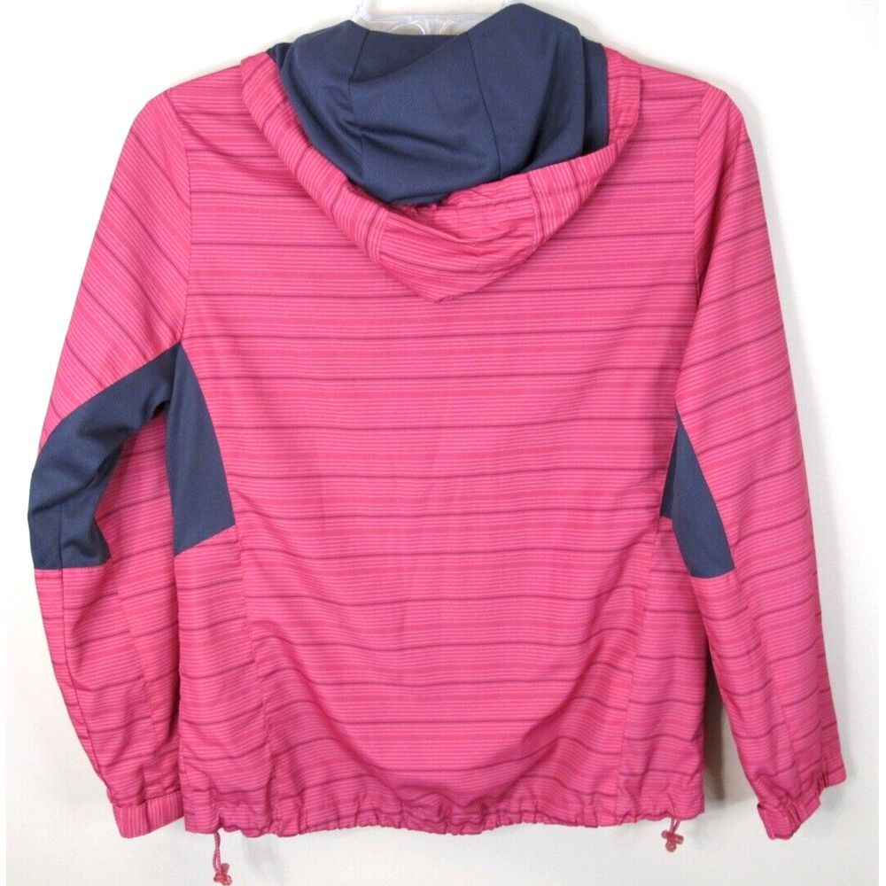New Balance Full Zip Hooded Windbreaker‎ Jacket Women's Medium Pink Striped - Picture 6 of 9